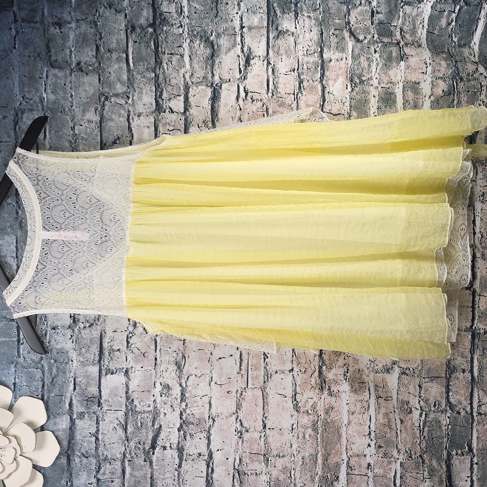 Pretty Angel | Gypsy Boho Cottagecore Yellow And White Silk Blend Tunic Top - Picture 7 of 9